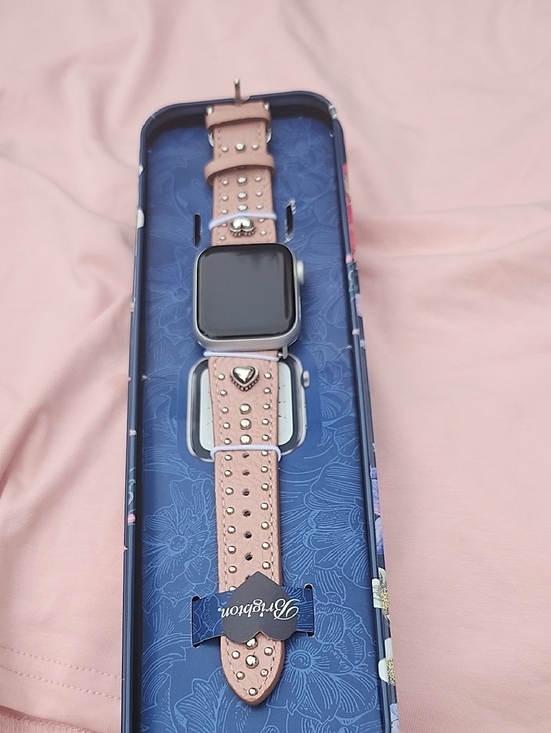 Brighton Accessories - Brighton Pink Studded Leather Watch Band with Heart Accent With Renewed Apple SE